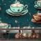 Çay Fincanlarının Desenleri Cafe Duvar Kağıdı