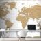Dünya Haritası Vintage Altın Siyasi Duvar Kağıdı 