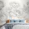 Gri Büyük Resimli Güller Yatak Odası Duvar Kağıdı