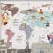 Renkli Kıtalar Öğretici Çocuk Odası Duvar Kağıdı