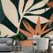 Tropikal Yeşillik Yaprakları Sanat Duvar Kağıdı 