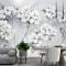 Suluboya Resim Beyaz Çiçekler Duvar Kağıdı 