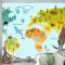 Farklı Hayvan Çocuk Odası Duvar Kağıdı  Ile Dünya Haritası