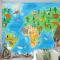 Orman Hayvanları Çocuk Odası Duvar Kağıdı Ile Çocuk Odası İçin Karikatür Dünya Haritası