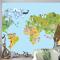Hayvan Dünya Haritası Çocuk Odası Duvar Kağıdı