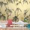 Dokulu Bej Duvar Kağıdı Duvarında Tropik Kuş