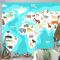 Hayvanlarla Dünya Haritası Dünya Keşfi Komik Çocuklar Coğrafya Çocuk Odası Duvar Kağıdı