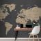 Dünya Haritası Duvar Kağıdı Füme Kahverengi Tonları