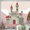 Pembe Manzara Sahnesi Çocuk Odası Duvar Kağıdı Duvarındaki Gri Kale