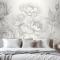 Gri Büyük Resimli Güller Yatak Odası Duvar Kağıdı