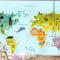 Farklı Hayvan Çocuk Odası Duvar Kağıdı  Ile Dünya Haritası