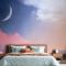 El Boyalı Suluboya Pastel Gökyüzü Yatak Odası Duvar Kağıdı