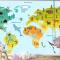 Farklı Hayvan Çocuk Odası Duvar Kağıdı  Ile Dünya Haritası