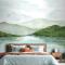 Suluboya Göl Manzarası Yatak Odası Duvar Kağıdı