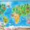 Orman Hayvanları Çocuk Odası Duvar Kağıdı Ile Çocuk Odası İçin Karikatür Dünya Haritası