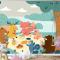 Düz Dünya Hayvan Günü Çocuk Odası Duvar Kağıdı 