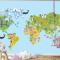 Hayvan Dünya Haritası Çocuk Odası Duvar Kağıdı