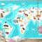 Hayvanlarla Dünya Haritası Dünya Keşfi Komik Çocuklar Coğrafya Çocuk Odası Duvar Kağıdı