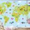 Karikatür Hayvanlı Dünya Haritası Çocuk Odası Duvar Kağıdı