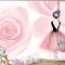 Balerin Kız Ve Pembe Güller Çocuk Odası Duvar Kağıdı