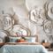 Güzel Beyaz Mermer Çiçek Yatak Odası Duvar Kağıdı