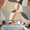 Boho Geometrik Soyut Sanat Yatak Odası Duvar Kağıdı