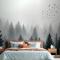 Karanlık Orman Puslu Manzara Yatak Odası Duvar Kağıdı