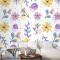 Pastel Renklerde Çiçek Desenli Duvar Kağıdı