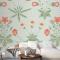 Çiçek Desenli Yeşil Duvar Kağıdı