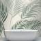 Yeşil Palmiye Yaprağı Mürekkep Tropikal Banyo Duvar Kağıdı