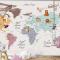 Renkli Kıtalar Öğretici Çocuk Odası Duvar Kağıdı
