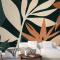 Tropikal Yeşillik Yaprakları Sanat Duvar Kağıdı 