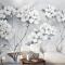 Suluboya Resim Beyaz Çiçekler Duvar Kağıdı 