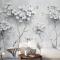 Suluboya Resim Beyaz Çiçekler Duvar Kağıdı 