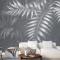 Beyaz Tropikal Yapraklı Duvar Kağıdı 