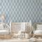 Mavi Krem Desenli Dokulu Duvar Kağıdı 53695
