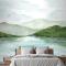 Suluboya Göl Manzarası Yatak Odası Duvar Kağıdı