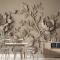 3D Kabartmalı Görünümlü Çimento Çiçek Ağacı Duvar Kağıdı