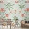 Çiçek Desenli Yeşil Duvar Kağıdı