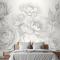 Gri Büyük Resimli Güller Yatak Odası Duvar Kağıdı
