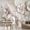 Güzel Beyaz Mermer Çiçekli 3D Duvar Kağıdı