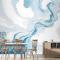 Mermer Tarzı Mavi Fırça Boya Sanatı Duvar Kağıdı 