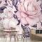 Suluboya Pembe Çiçek Desenli Duvar Kağıdı