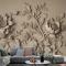 3D Kabartmalı Görünümlü Çimento Çiçek Ağacı Duvar Kağıdı