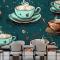 Çay Fincanlarının Desenleri Cafe Duvar Kağıdı