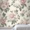 Krem & Pembe Gül Vintage Çiçek Yatak Odası Duvar Kağıdı