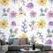 Pastel Renklerde Çiçek Desenli Duvar Kağıdı