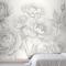Gri Büyük Resimli Güller Yatak Odası Duvar Kağıdı