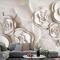 Güzel Beyaz Mermer Çiçekli 3D Duvar Kağıdı