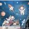 Gezegenler Çocuk Odası Duvar Kağıdı Ile Çocuklar Suluboya Uzay